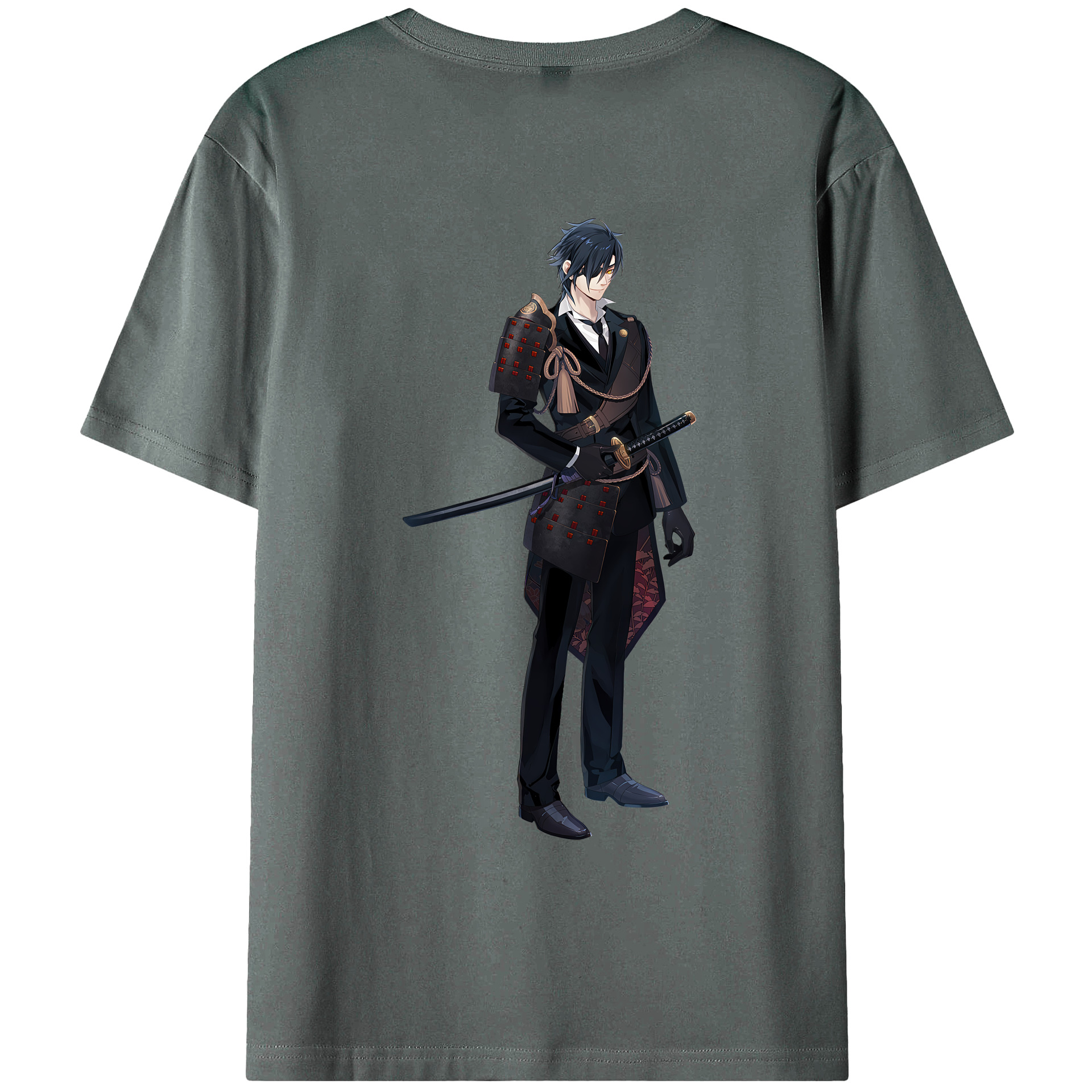 （画像用） 刀剣乱舞 Touken Ranbu 綿100％ メンズ半袖Tシャツ（バックプリント） 通気性